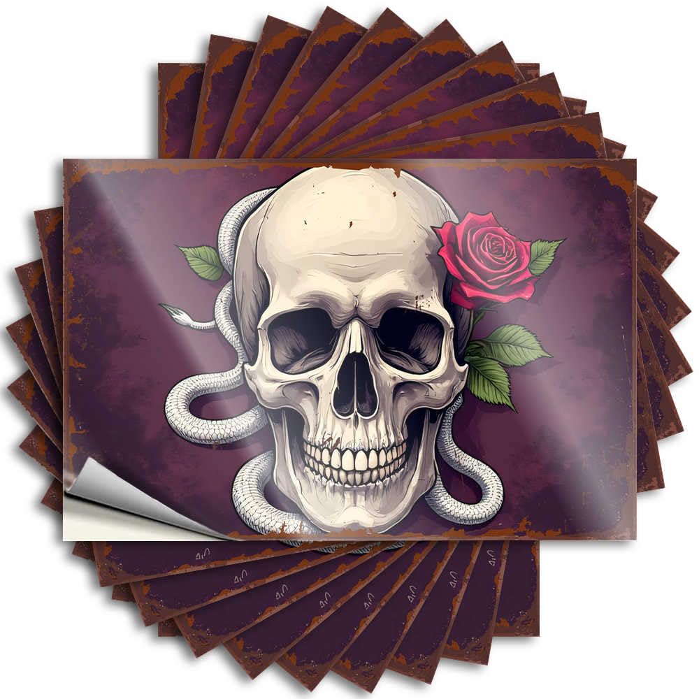 Core Bumper Helmet | Skull with Snake and Rose: A Gothic Artwork Encouragement Western Sticker Pack(6X9CM)