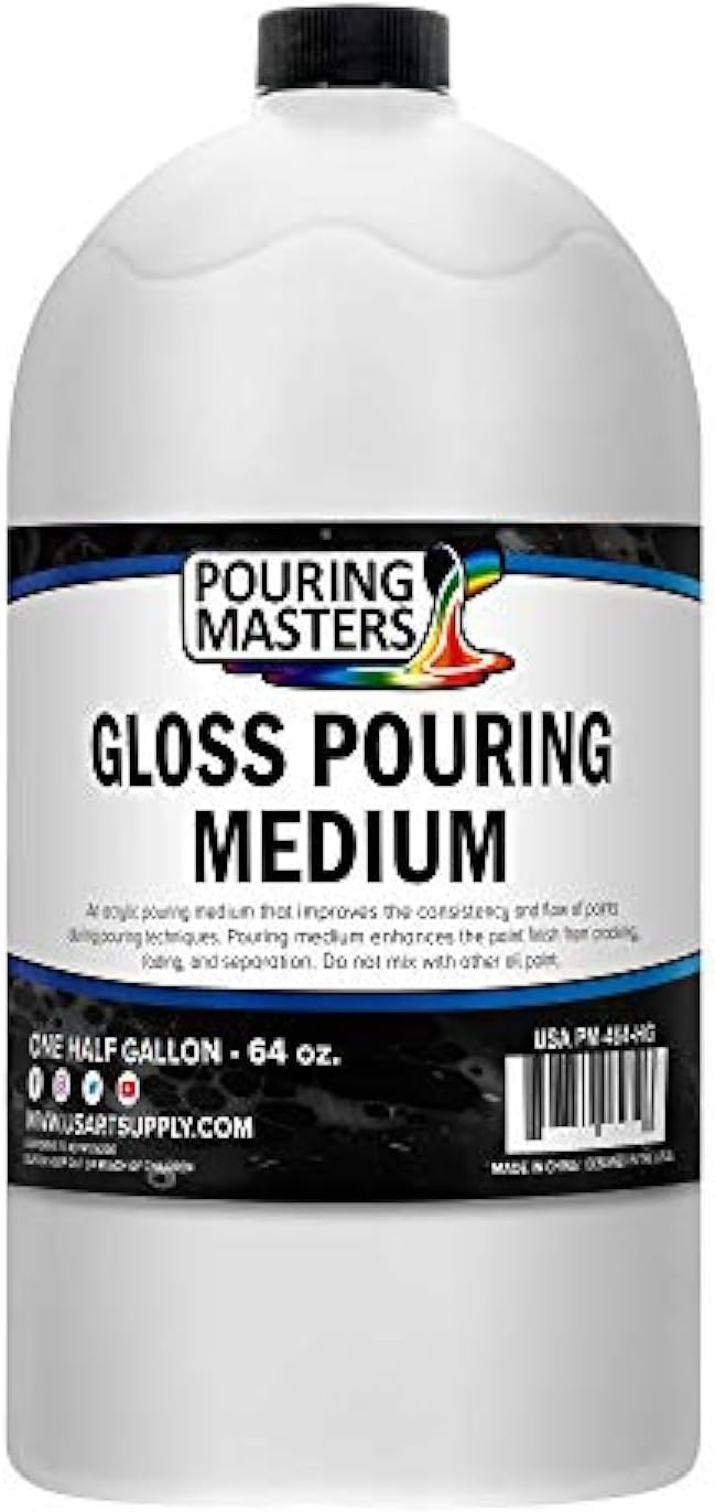 U.S. Art Supply Professional Gloss Pouring Medium 64oz (Half Gallon) - Improves Paint Flow & Cell Effects Creator, Viscosity Adjuster for Art Acrylic Painting