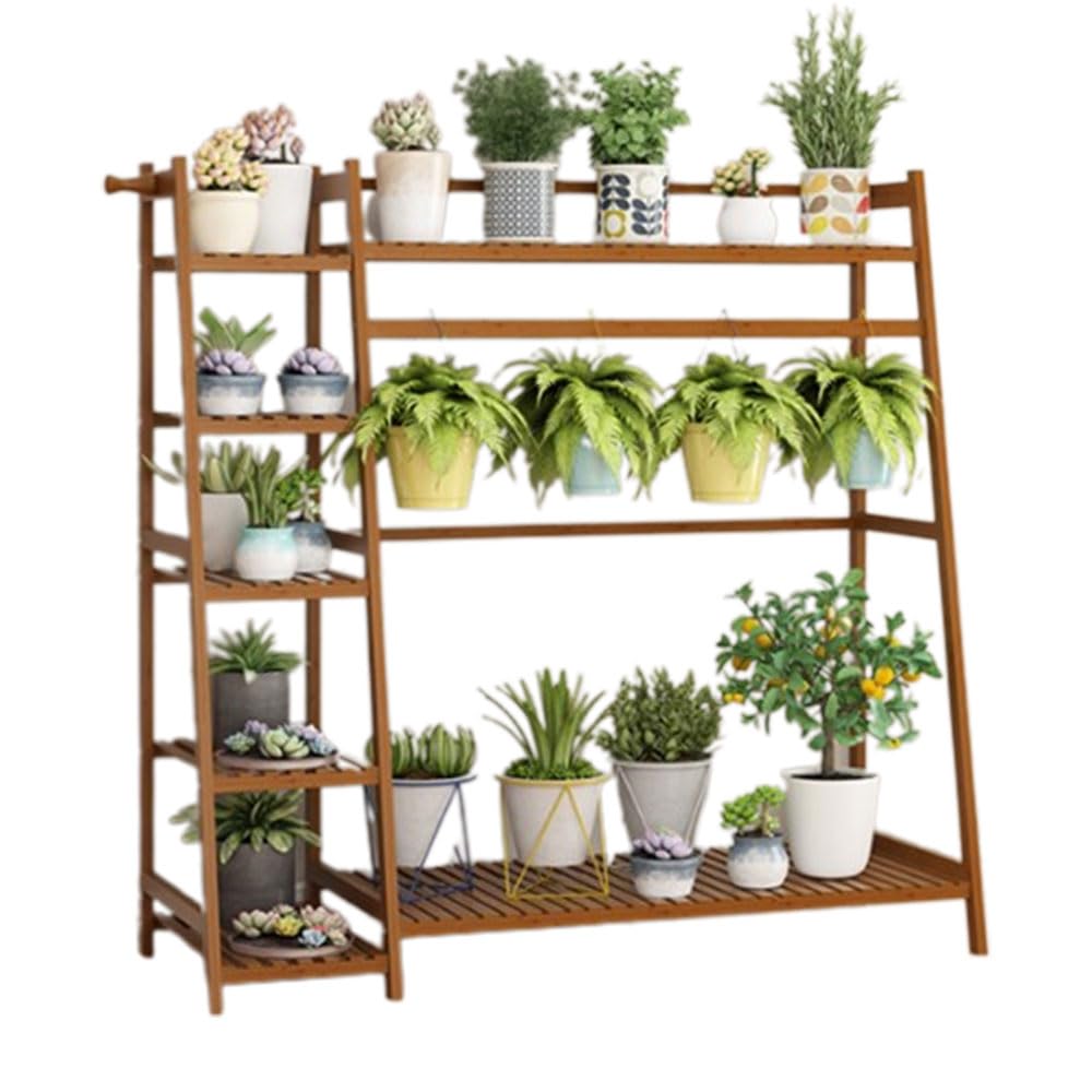 SnamicE Plant standPlant Stand r Outdoor Plant Shelf, Simple Flower Pot Shelf, Bamboo Plant Shelves, Multiple Plant Pot Holders for Balcony, Lawn, Patio, Hanging Flower Display Sh,