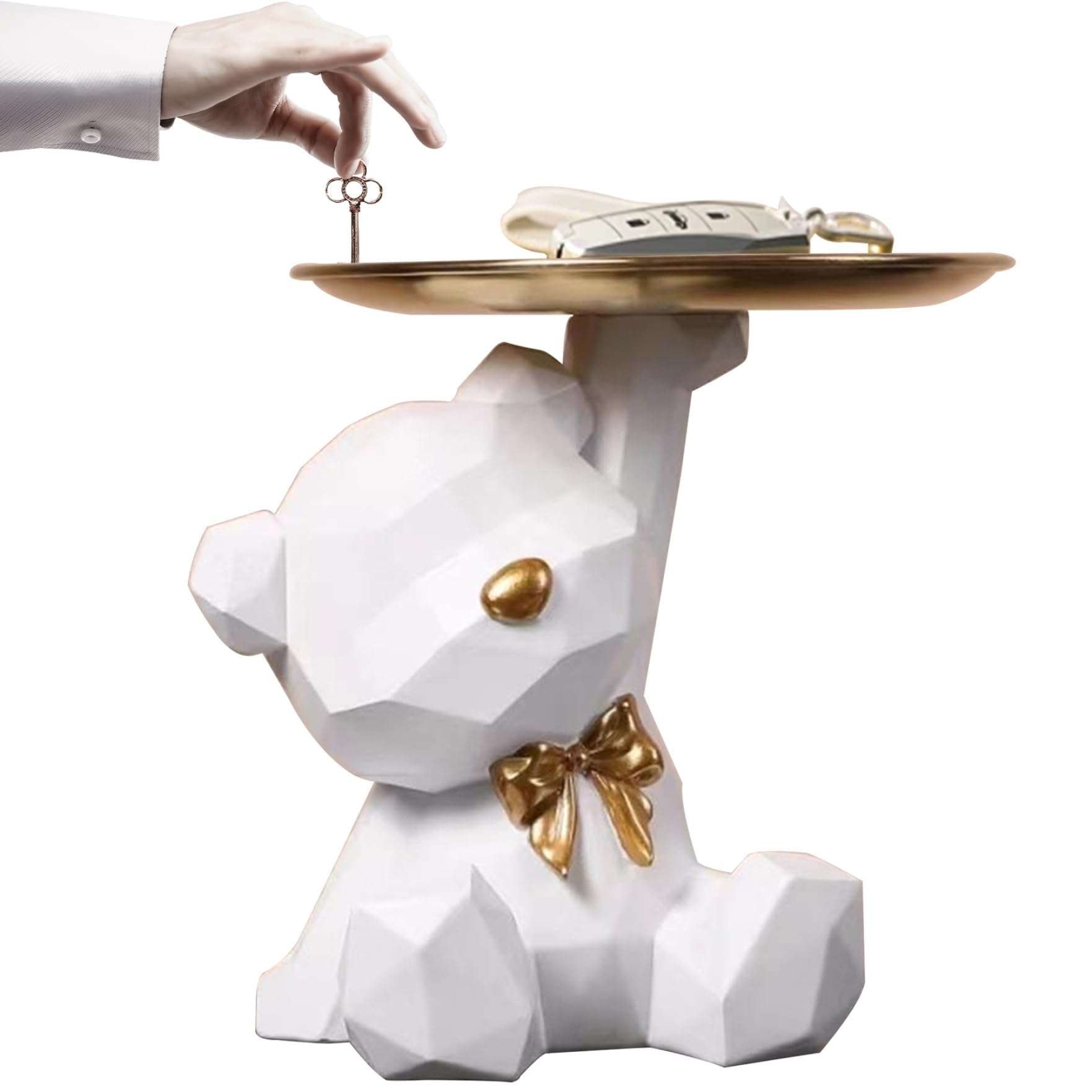 Azonee Bear Key Tray, Storage Tray Statue Resin Sculpture With Lovely Nordic Animal Candy Dish Cute Geometric For Living Room, Entrance Area, Office, Desk Decoration