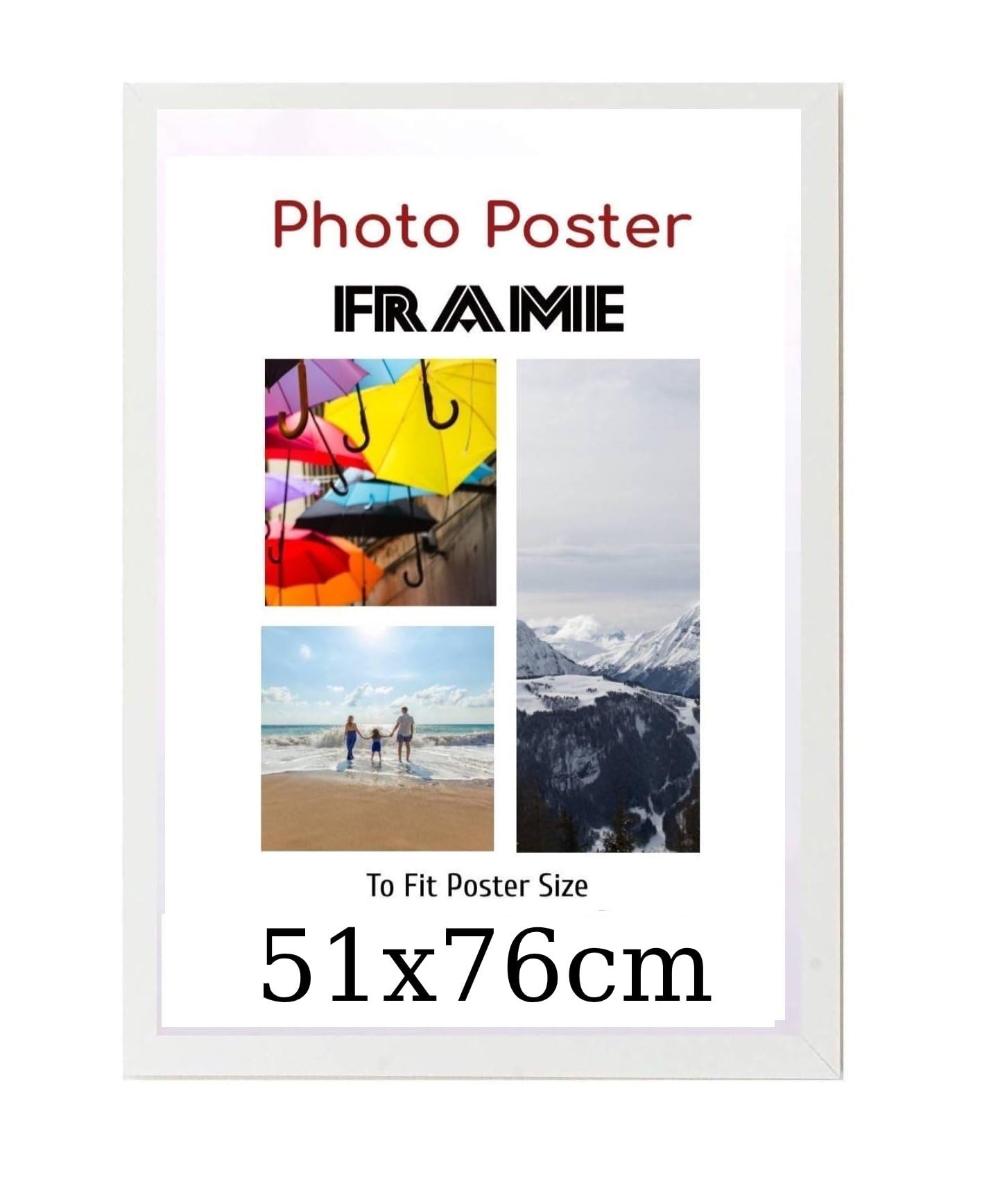 Witpoce White 51X 76 Cm Poster Frames - Large Mdf Wooden Frames 51X76cm - Both Ways Wall Hanging Wall Gallery Living Room Poster Picture Frame With Styrene Shatterproof Perspex Sheets