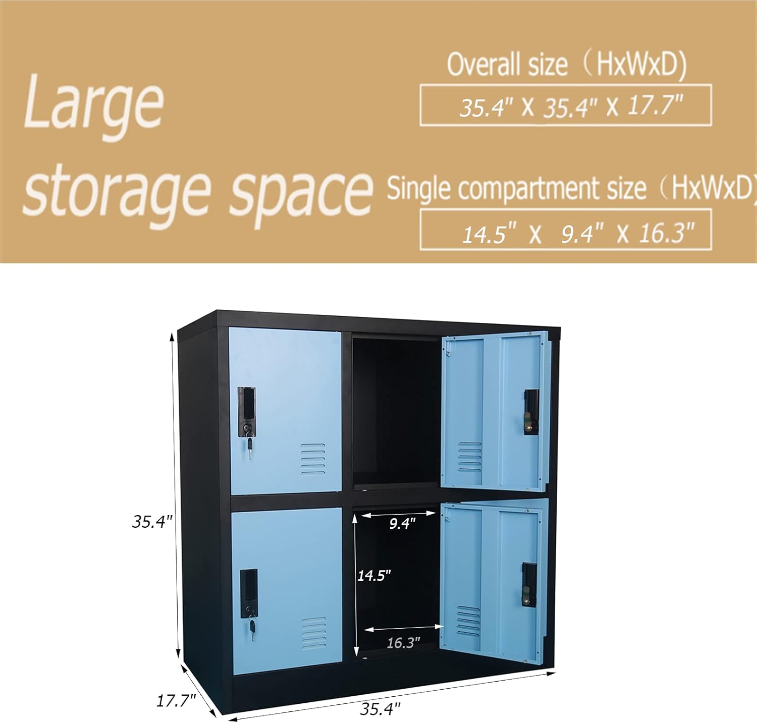 MECOLOR Small Office Storage Locker Cabinet Organizer for Employee,School Locker for Kids mini Size (Blue, W6D)