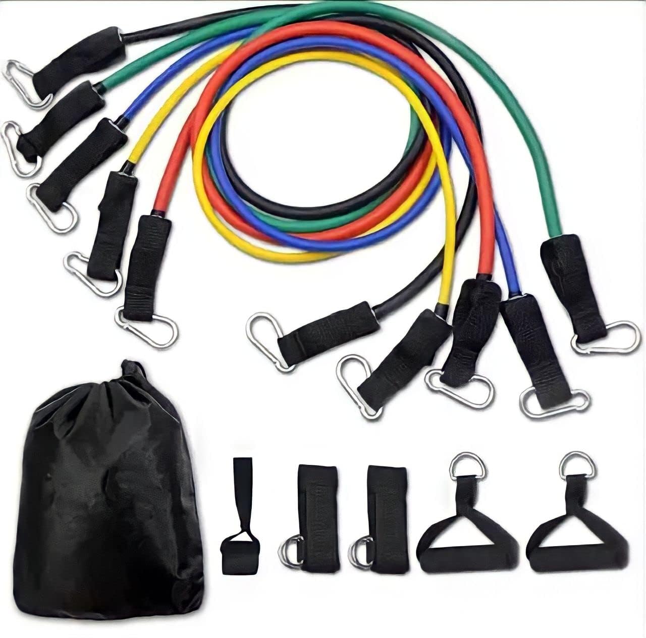 Resistance Bands for Fitness Workout & Exercise Bands with Door Anchor for Men & Women-Soft Handles, Ankle Straps for Muscle Training in Home Gym, for Outdoor Travel, Physical Therapy, Shape Body