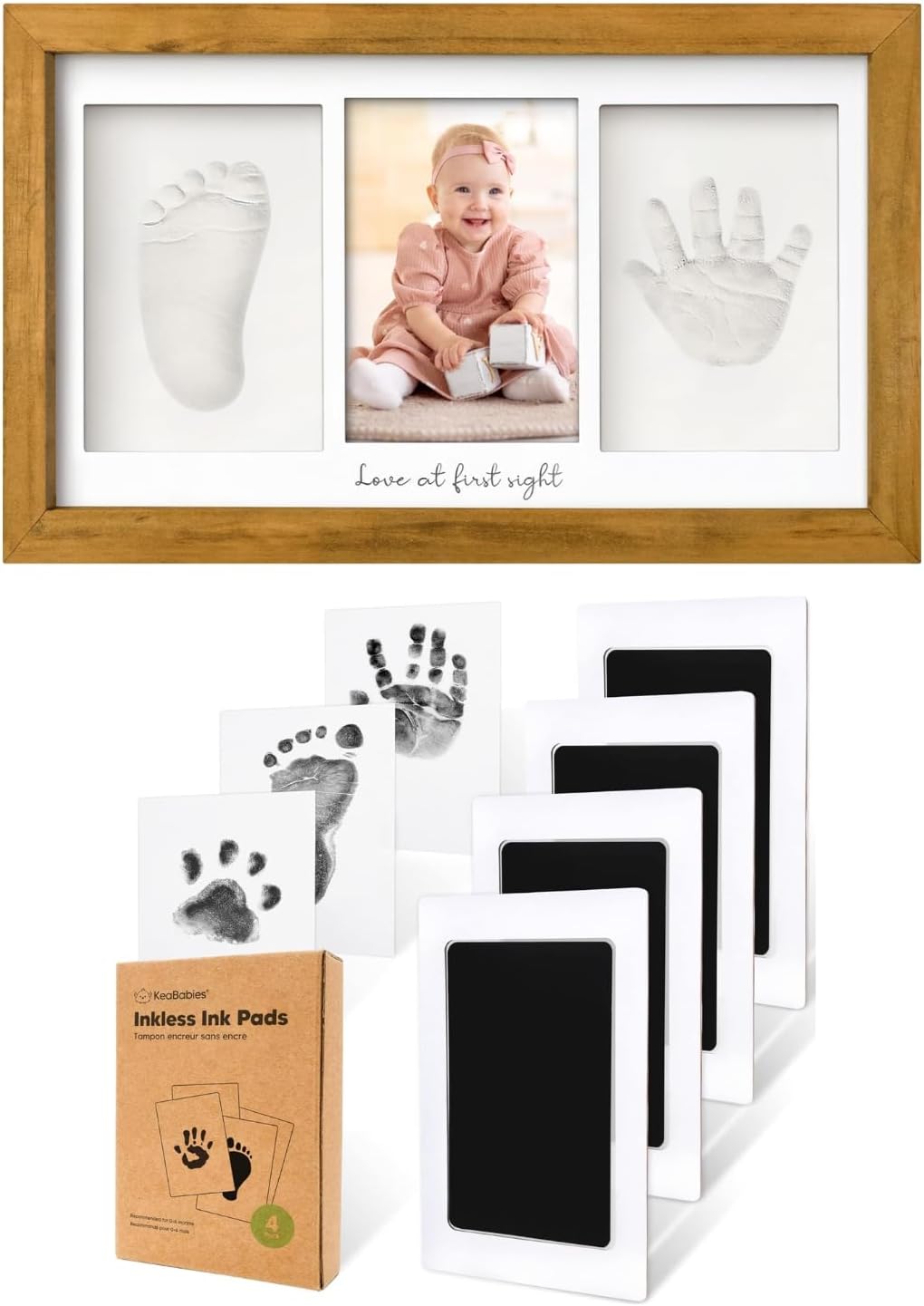 KeaBabies Baby Hand and Footprint Kit and Inkless Handprint and Footprint Kit Pads - Baby Prints Duo Photo Frame for Newborn - Ink Pad for Baby Hands and Footprints