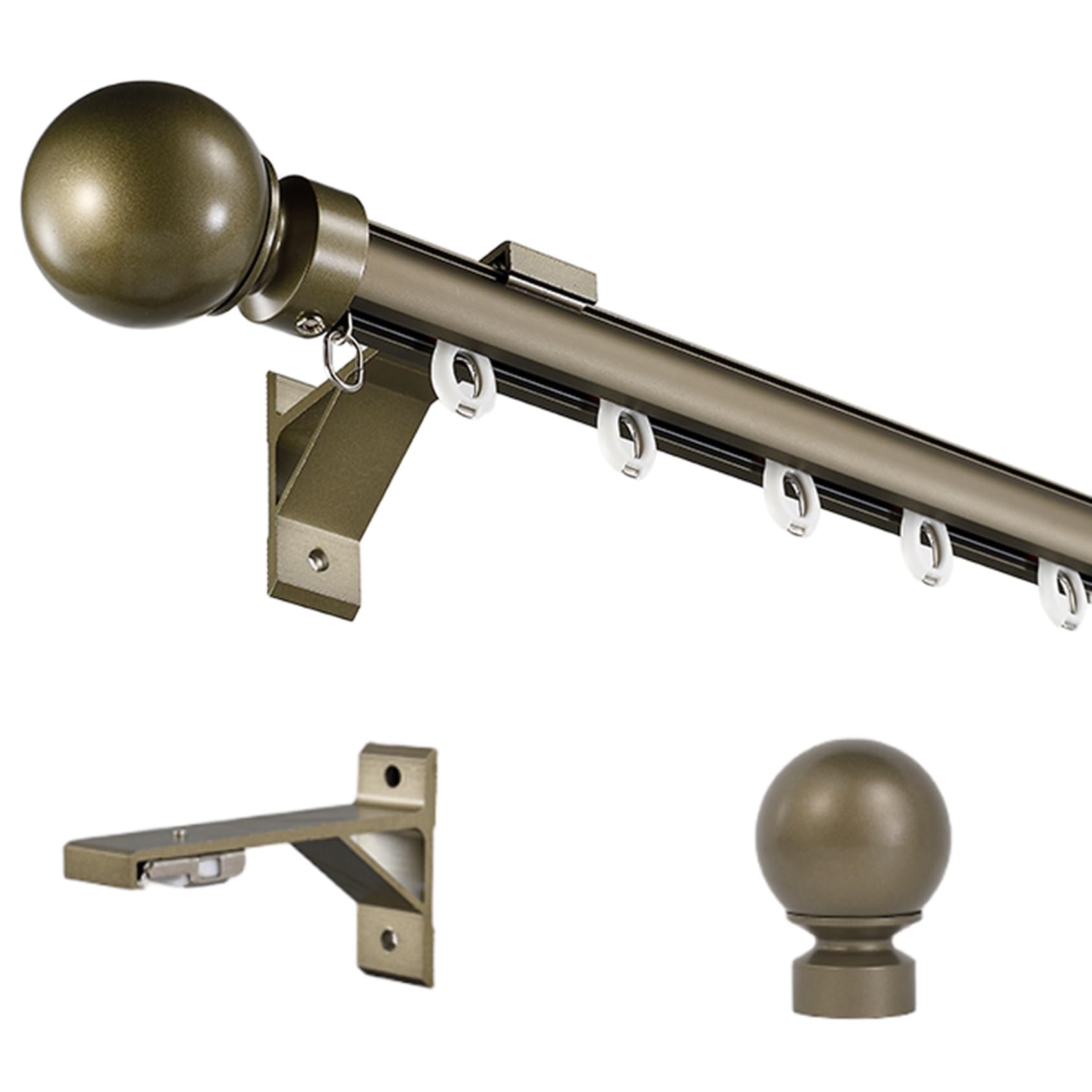 Cmjymx Champagne Wall Mount Curtain Rods/Curtain Poles For Window Room Divider, Wall Divider Curtain, Rv Curtain Track, Black(,6.2Ft/190Cm)