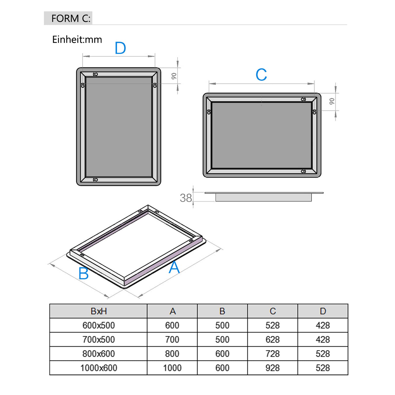 LISA Miroir de Salle de Bain LED 80 x 60 cm Miroir Lumineux Salle de Bain avec éclairage 800 x 600 mm Miroir Mural avec Tactile Blanc Chaud pour Anti-buée