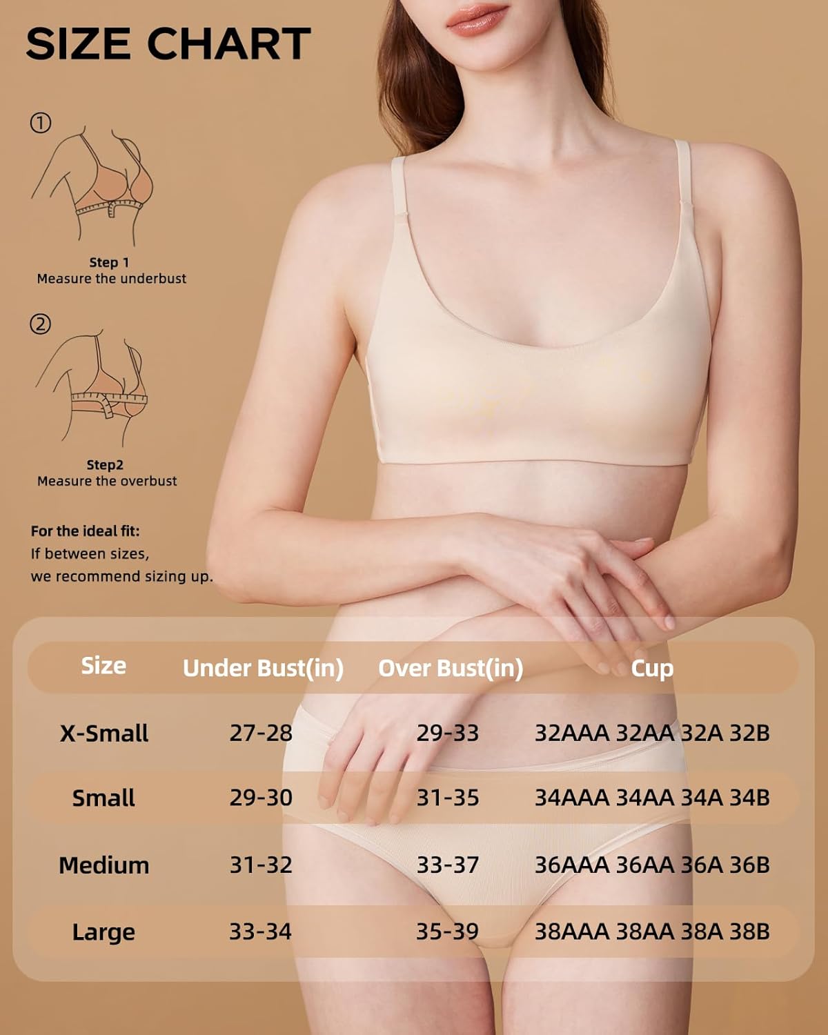 Organic Cotton Bra for Women, Wireless Scoop Neck T-Shirt Bra, Seamless Padded Bra for Small Breasted Women - Image 7