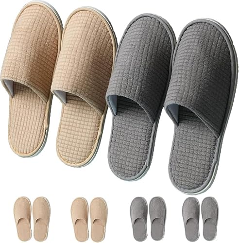 Sooyee SPA Slippers, 6 Pairs Disposable Slippers for Guests, Soft Hotel Slippers Polar Fleece, Washable Reusable House Slippers Unisex, Bride Slippers for Wedding Party Bedroom Travel