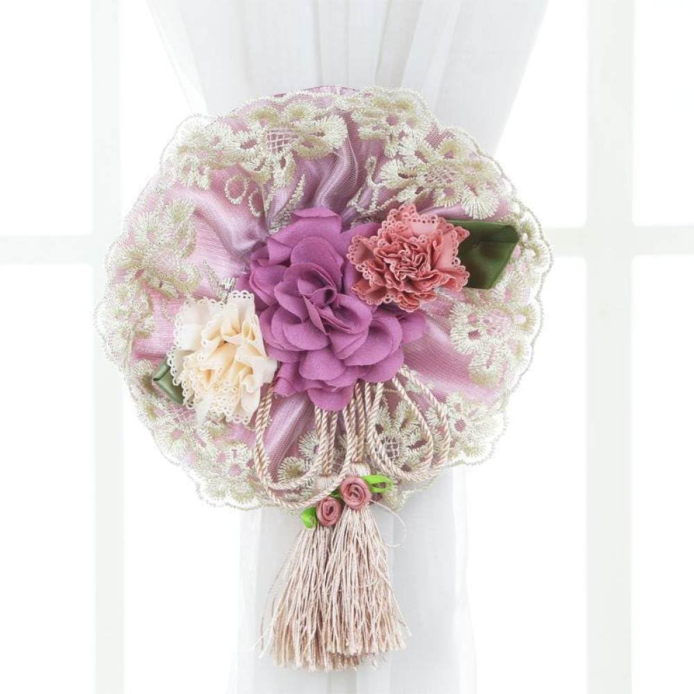 Alzapaños de cortina con borlas OUdini paquete de 2 sujetacortinas florales para el hogar de granja