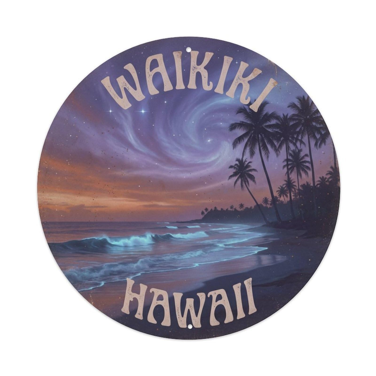 Vintage Travel Waikiki Hawaii Wonder Metal Tin Sign
