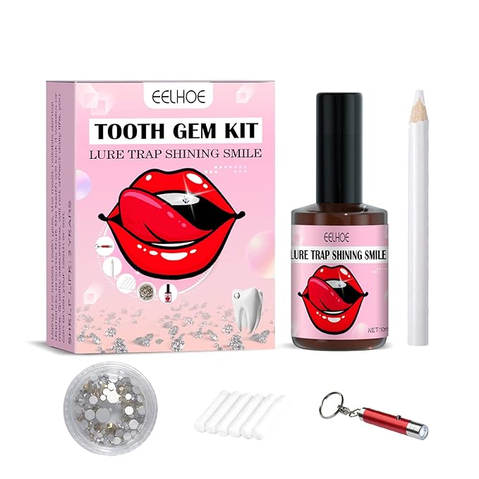 EELHOE Teeth Gems Kit with Glue and Light, Tooth Crystal