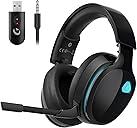 Gtheos 2.4GHz Wireless Gaming Headphones for PS5, PS4 Fortnite & Call of Duty/FPS Gamers, PC, Nintendo Switch, Bluetooth 5.3 Gaming Headset with Noise Canceling Mic, Stereo Sound, 40+Hr Battery -Black