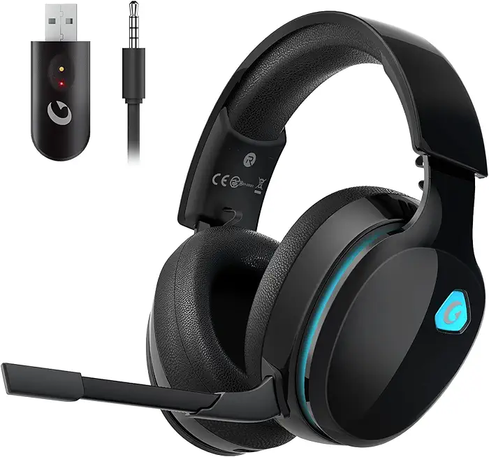 2,4 GHz Wireless Gaming Headset für PC, PS5, Mac, Switch, Bluetooth Kabelloses Kopfhörer mit abnehmbarem Mikrofon mit Geräuschunterdrückun