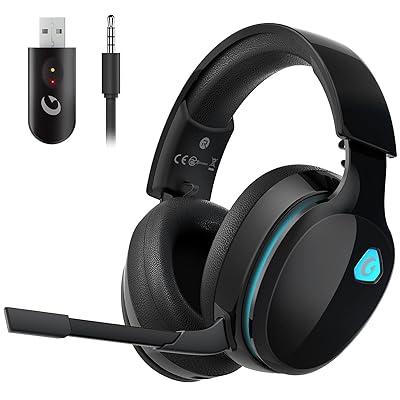 Gtheos 2.4GHz Wireless Gaming Headset for PS5, PS4 Fortnite & Call of Duty/FPS Gamers, PC, Nintendo Switch, Bluetooth 5.3 Gaming Headphones with Noise Canceling Mic, Stereo Sound, 40+Hr Battery -White
