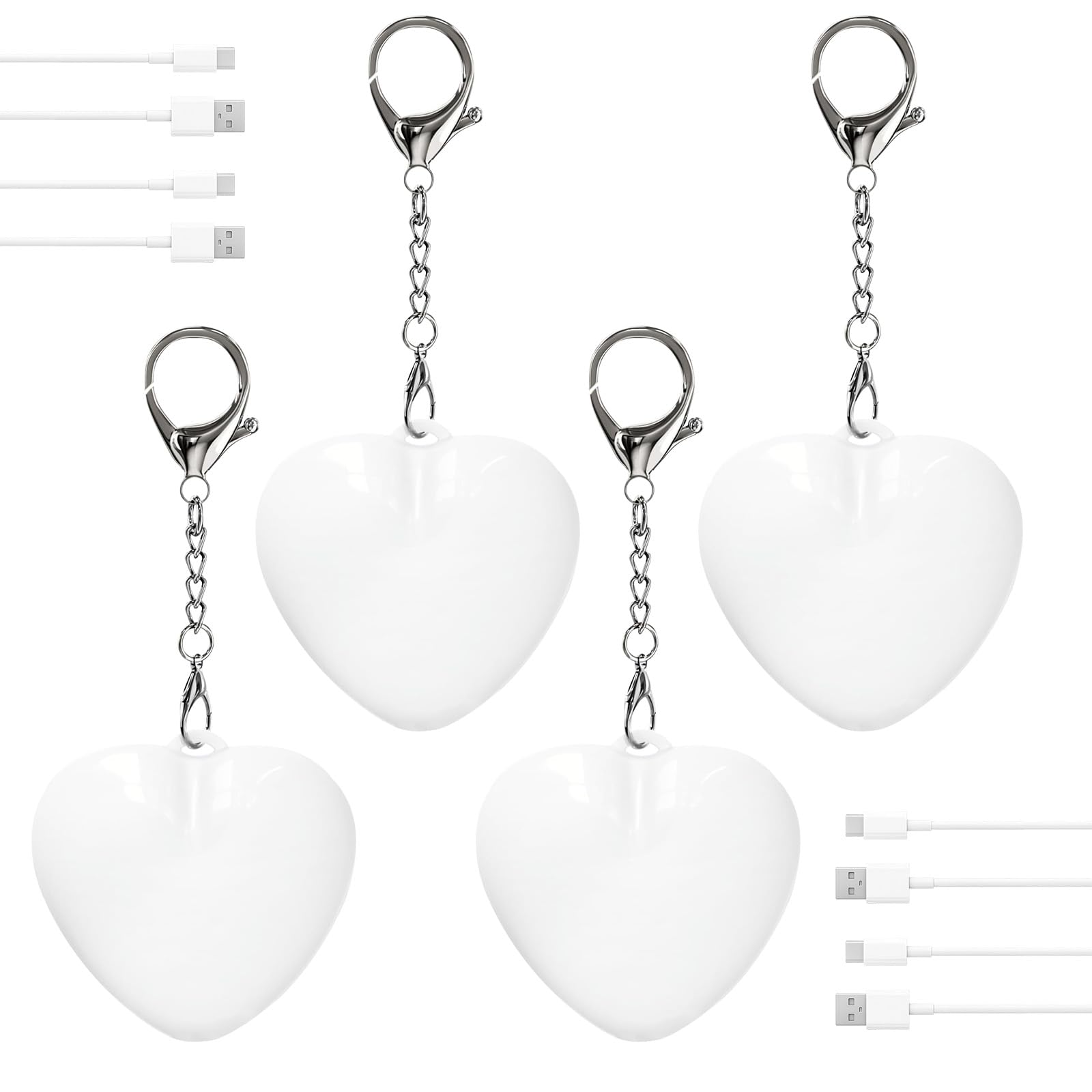 Shinybox Handtaschenlampe, 4 Stück Taschenlicht Taschenlampe mit Sensor Automatische An & Aus, Tragbare Automatisches Handtaschenlicht LED Aufladbar für Frauen, Mutter, Valentinstag(Herzförmig)