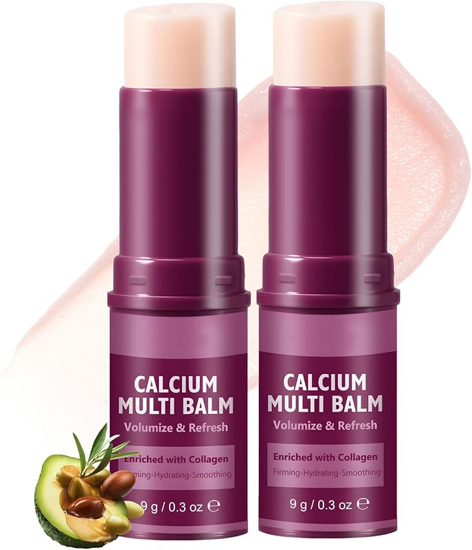 2 Pcs Calcium Volume Multi Balm Stick Viso Coreano Stick Antirughe Coreano Combina Proprietà Idratanti Rassodanti Illuminanti E Lenitive Adatto Alla Maggior Parte Dei Tipi di Pelle