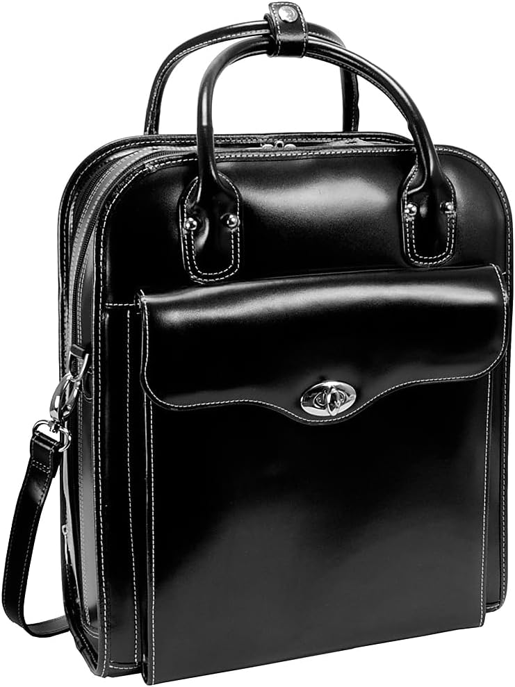 McKlein Melrose, Top Grain Cowhide Leather, 15" Leather Vertical Wheeled Ladies' Laptop/Computer & Tablet Business Briefcase Bag/Women's Rolling Overnight Travel Bag, Removable trolley case