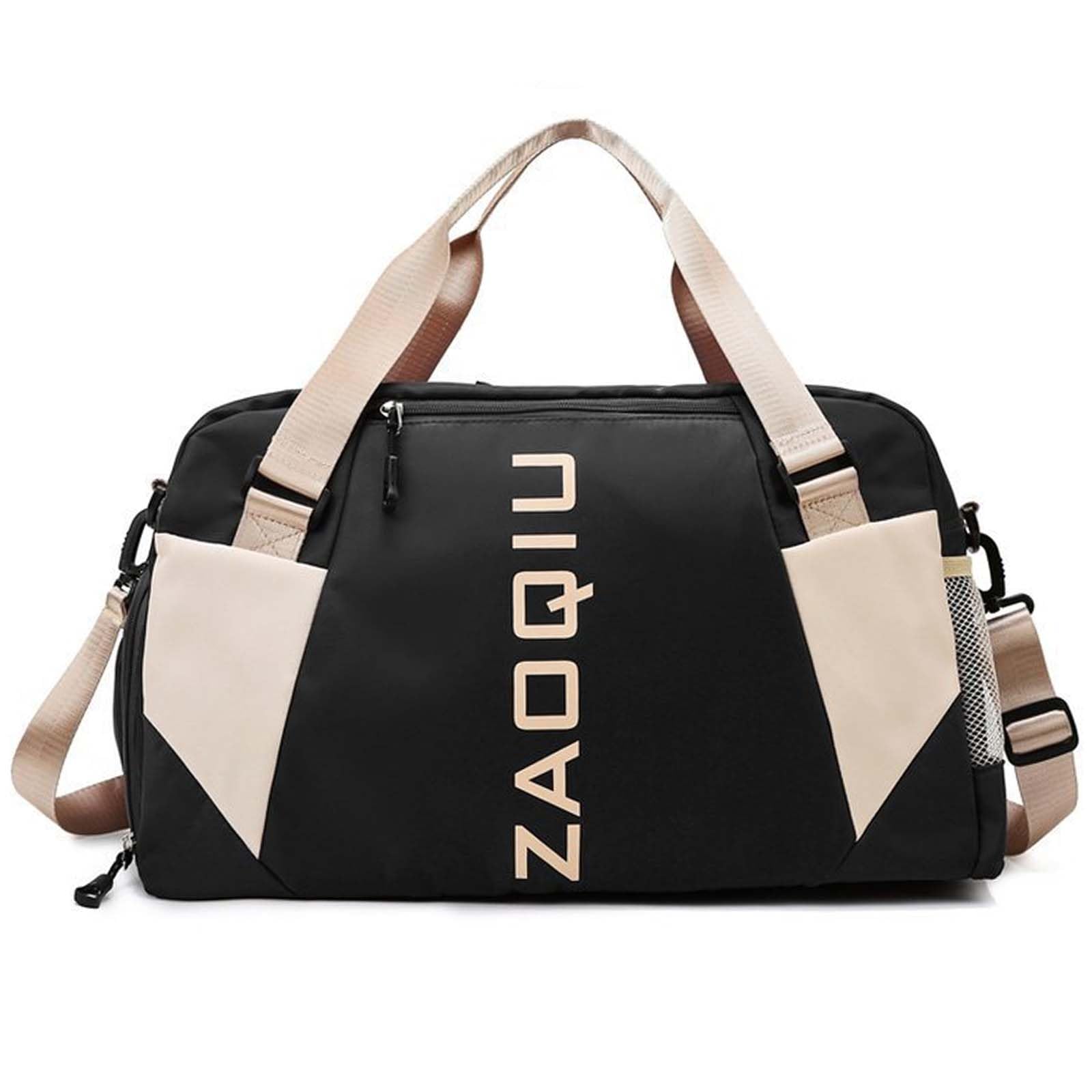 Sports Gym Bag Men's Women, Travel Duffel Bag with Shoes Compartment, Waterproof Duffle Bag with Shoulder Strap, Weekend Bags, Lightweight Hand Holdall for the Gym, Travel, Outdoor Sports (Black)