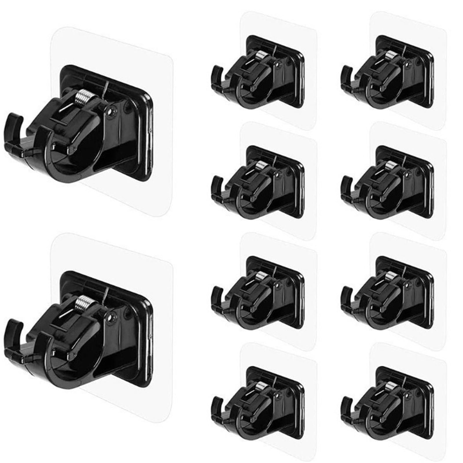 Gbrcen Curtain Rod Brackets 50pcs No-Drill Adhesive Curtain Rod Holders - Self-Adhesive Wall Mount Brackets for Home and Hotel, Universal Non-Electric Use(Transparent)