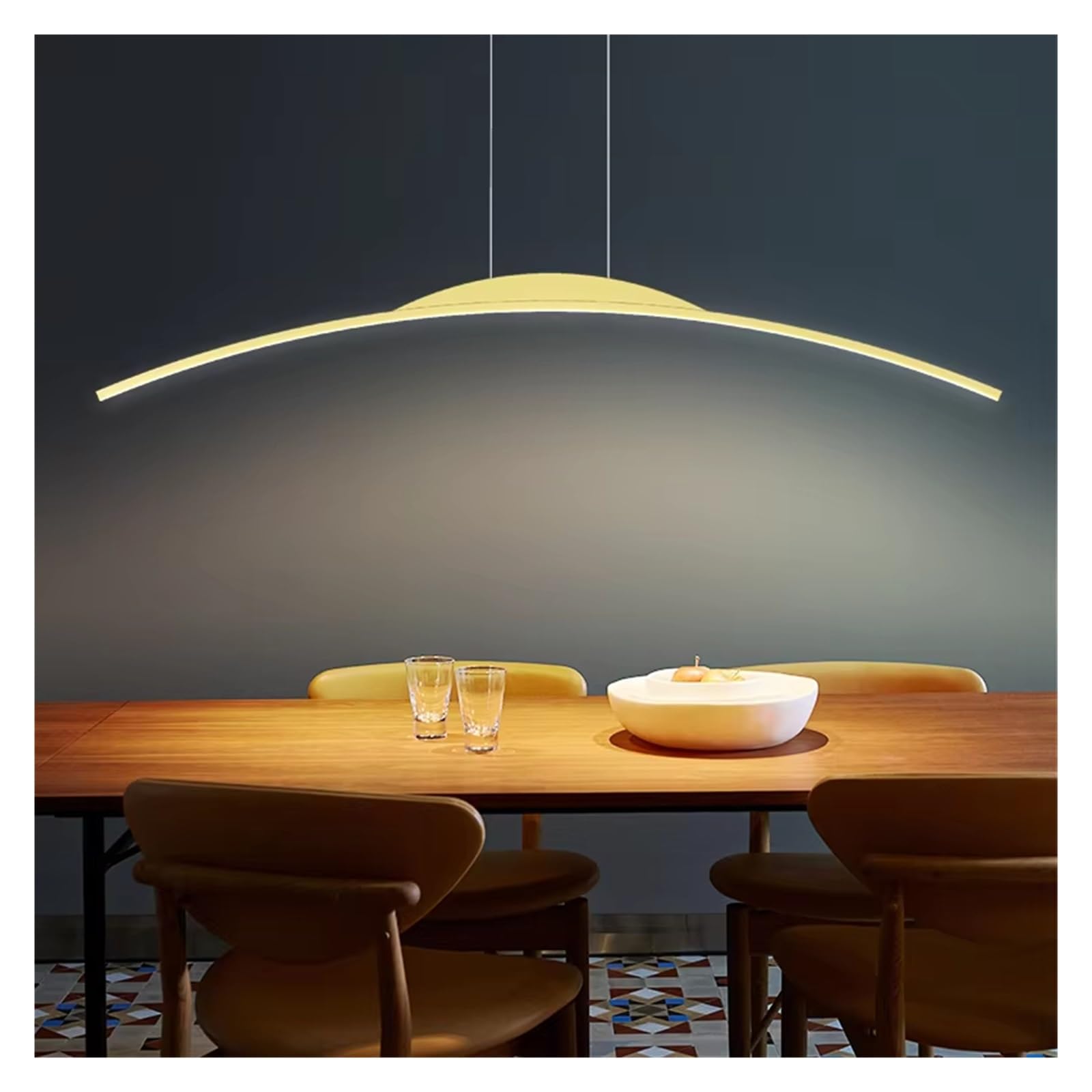 ASerZenith Dining Room Led Chandelier Simple Living Room, Kitchen Long Hanging Chandelier Designer Dining Room Simple Lighting Fixtures,Goldwarmlightnoremote-120Cm