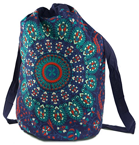 GURU SHOP Mochila Para Gimnasio  Bandolera Mandala de la India  Bolso de Gimnasia: Azul