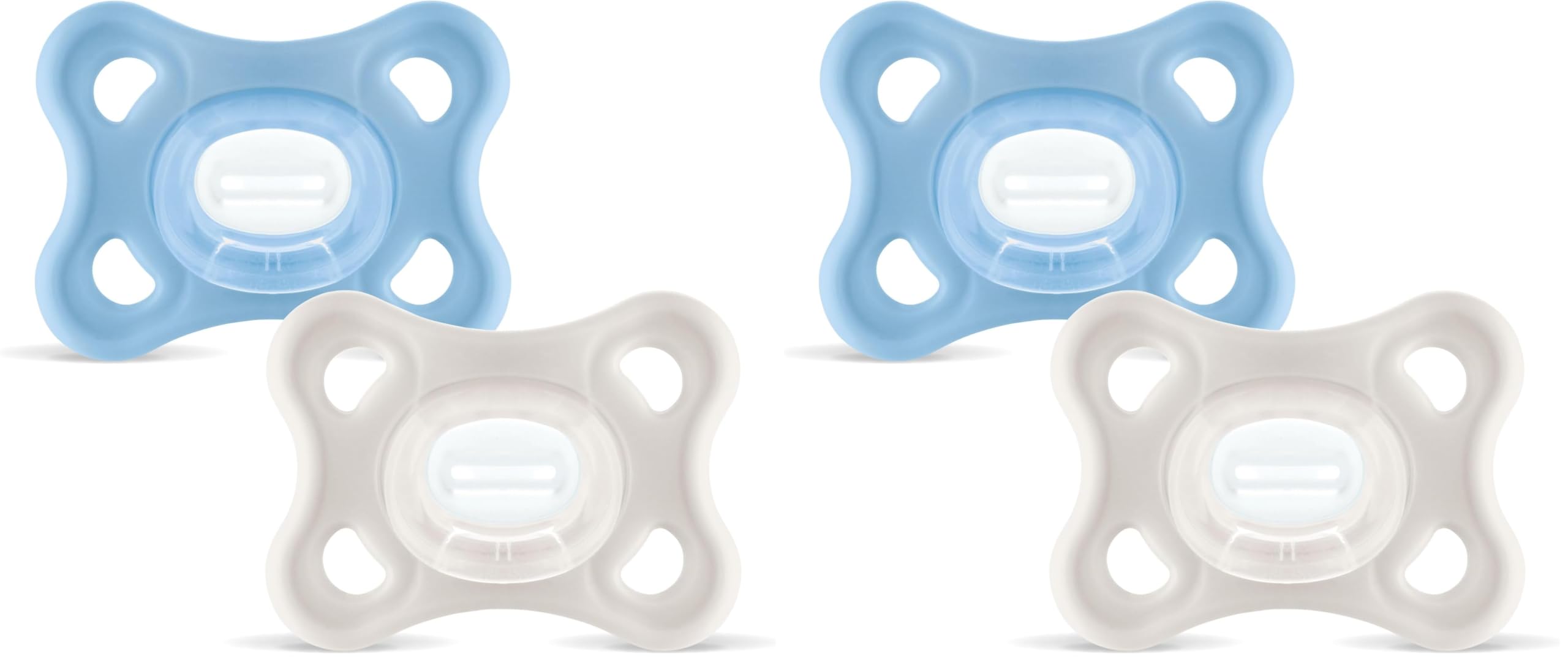 MAM Comfort Schnuller | 3-12 Monate | Schnuller für Babys | stillfreundlicher Babyschnuller | besonders klein & leicht | extra sanft | 100% Silikon | blau/beige | 2 Stück (Packung mit 2)