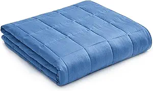 YnM Weighted Blanket,Heavy 100 Percent Oeko-Tex Certified Cotton Material, Bed Blanket for One Person of 240lbs, Ideal for Queen/King Bed (60x80 Inches, 25 Pounds, Monaco Blue)