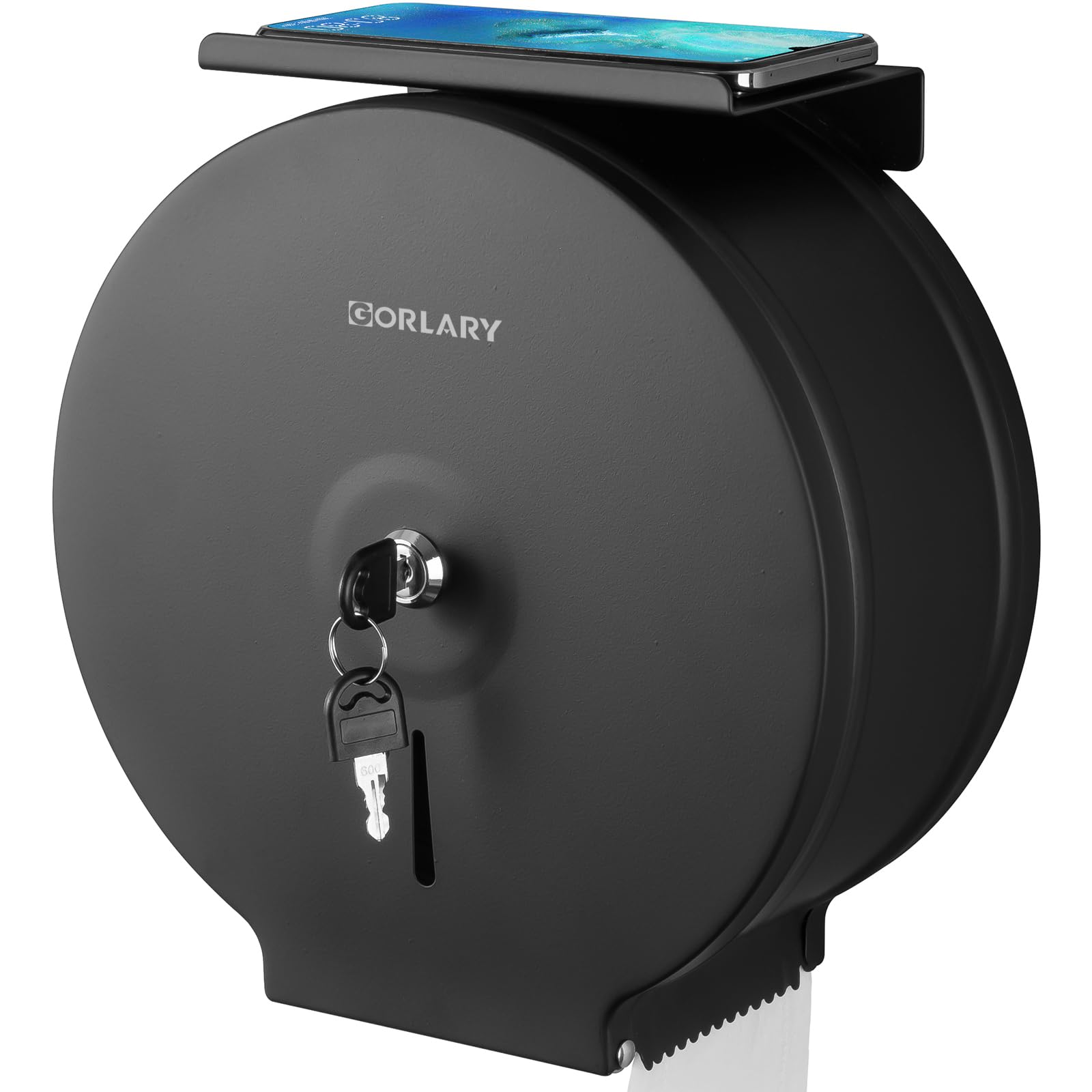 Distributeur de Papier Toilette Jumbo Commercial, Support Mural en Acier Inoxydable, 22,9 cm, Distributeur de Papier Toilette avec clé de Verrouillage (Noir)