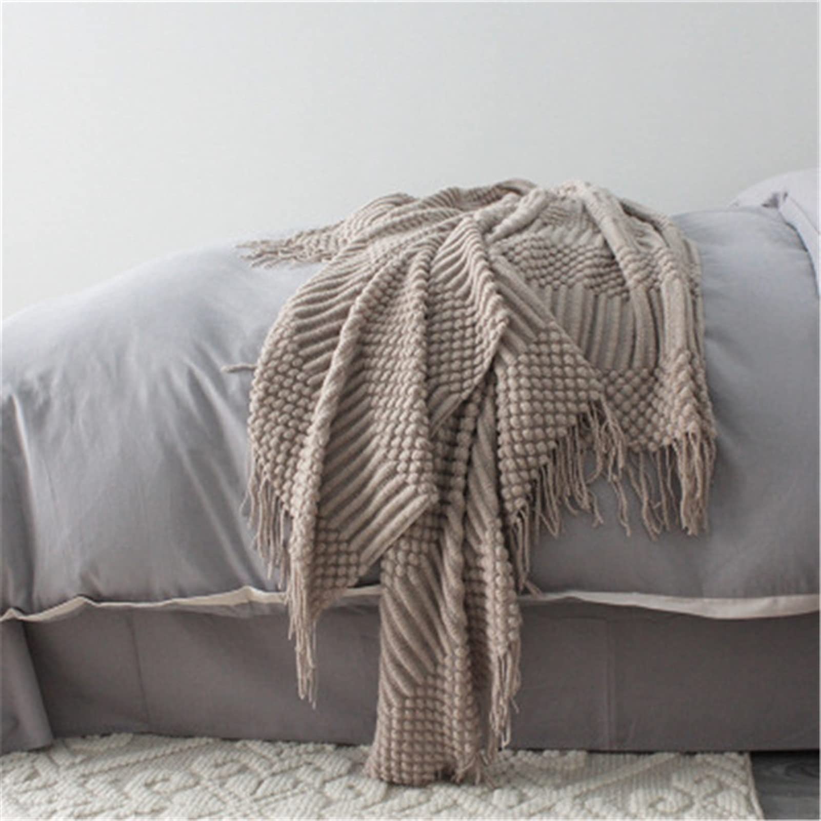 Canapé-lit couverture tricotée voiture air climite plaid couvre-lit kaki 127x170cm