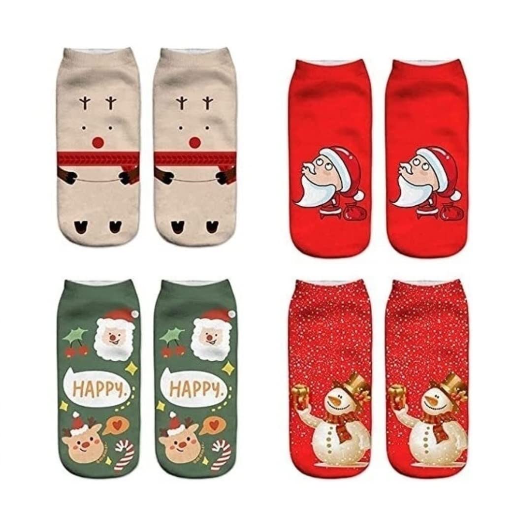 Wintersocken Bettsocken 4 Paar Lustige Söckchen Weihnachten Kurze Socken Low Cut Socken Bequeme Lässige Unisex Warme Flauschige Socken