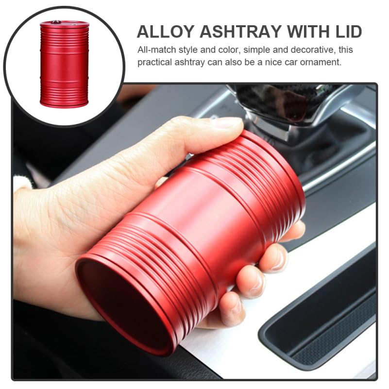 Image of Zerodeko 2pcs Holder with Lid Portable Alloy Ashtray for Car Cup Holder Lightweight and Ash Collection Tool for Home Outdoor and Travel