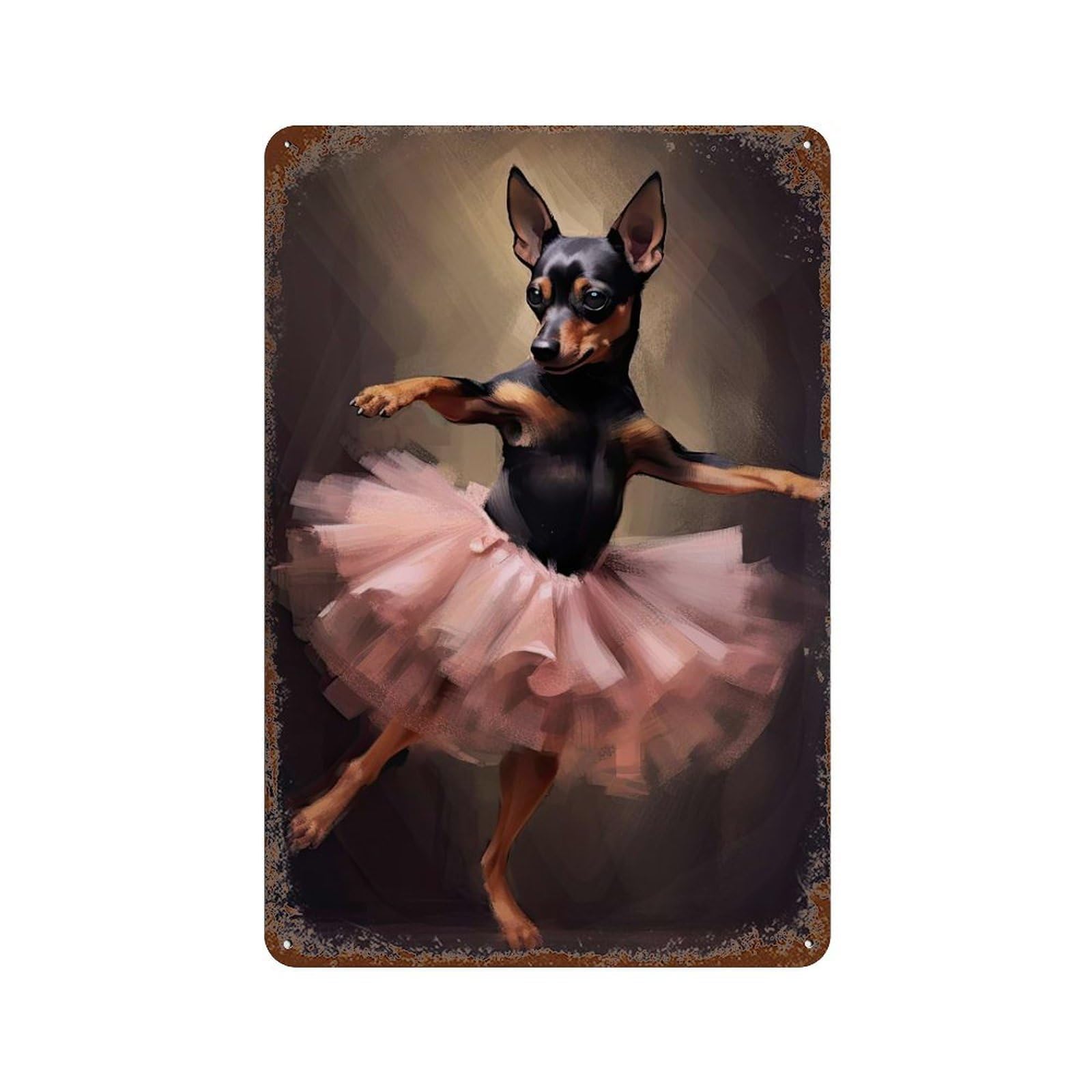 Miniature Pinscher Ballerina Rusty Metal Tin Sign 11.8"x7.9", for Pub, Kitchen And Man Cave Decor, Farmhouse Wall Decor