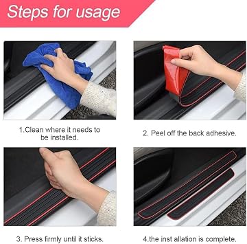 4Pcs Car Door Sill Protectors for Mercedes V Klasse Vito W447, Anti-Scratch Entry Guards Welcome Pedal Protector Cover Scuff Panel Step Accessories,B/Black Red
