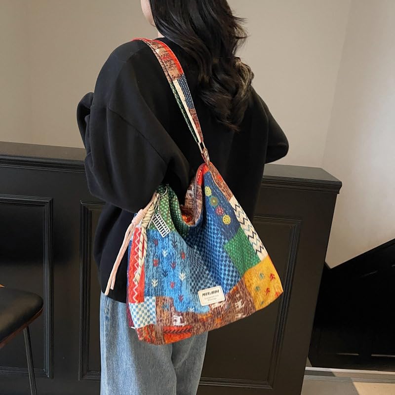Bolso Tote para Mujer, Patchwork Étnico, Gran Capacidad miniatura 3