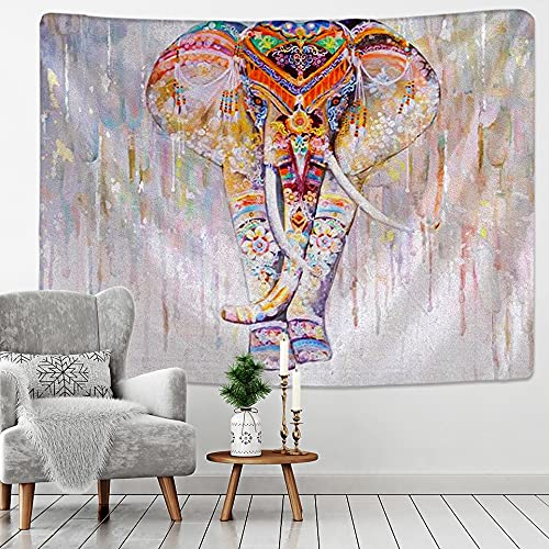 Colorful Pearl Elephant Tapestry 3D Mosaic Style Hippie Boho Wall Tapestries Mandala Fabric Mat Living Room Decor A18 100x150cm