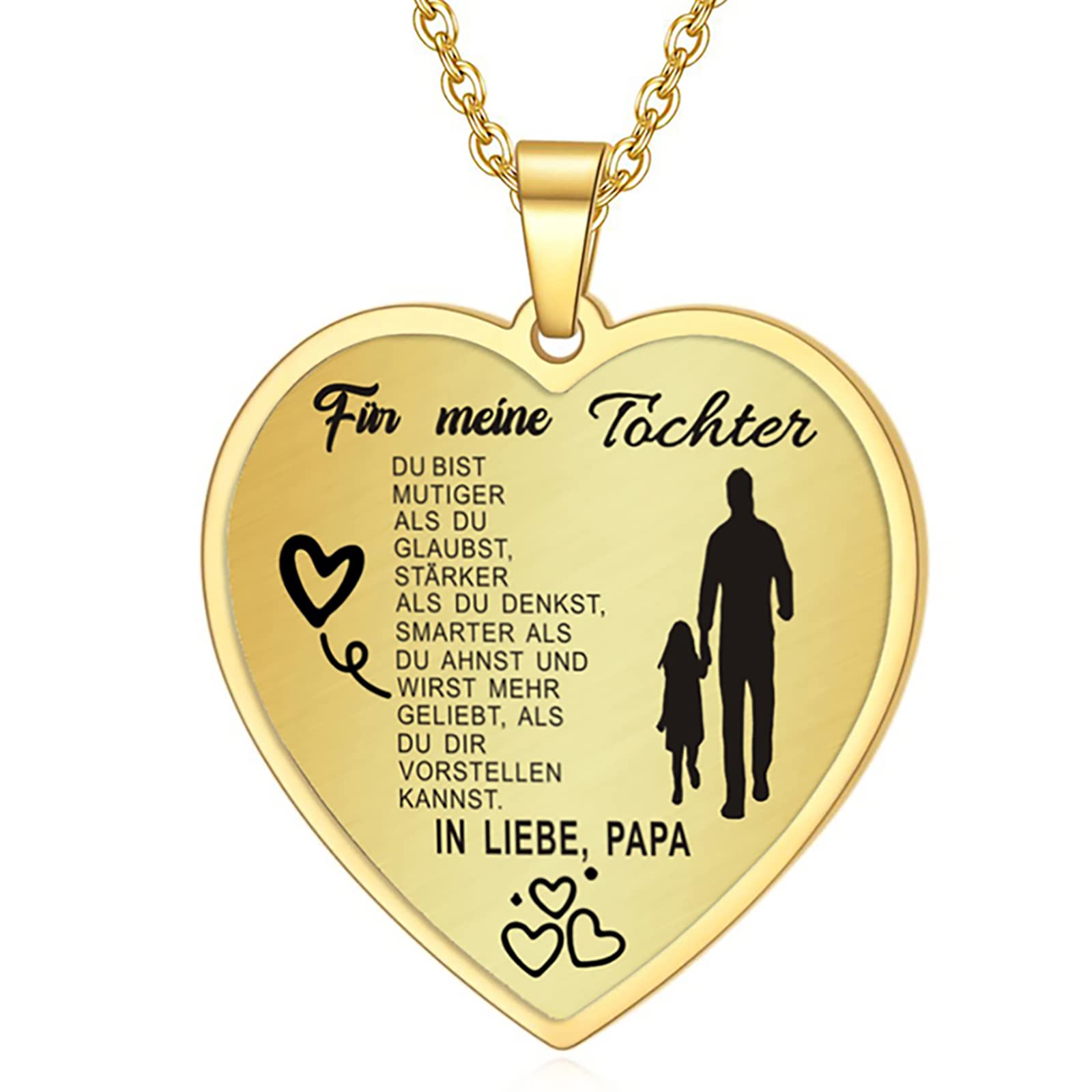YOTHIWAD Halskette für Tochter herz anhänger Tochter Kette mit inspirierendem Text an meine tochter Halskette Schmuck Geschenke für Tochter von Mama Papa