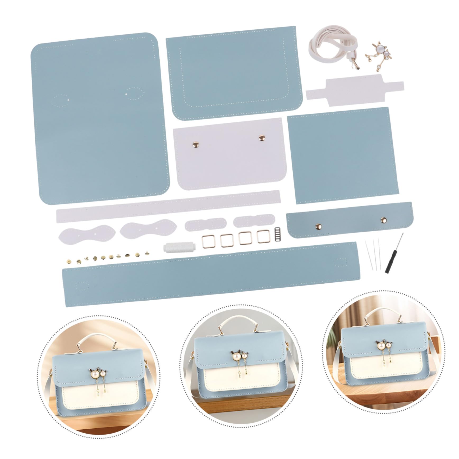 CIYODO Kit Per La Realizzazione Di Borse Fai Da Te in Pelle Pu, Set Creativo Per Borse a Tracolla e a Mano, Materiale Resistente e Portatile, Accessori Per Cucito, Per Artigianato e Uso Quotidiano