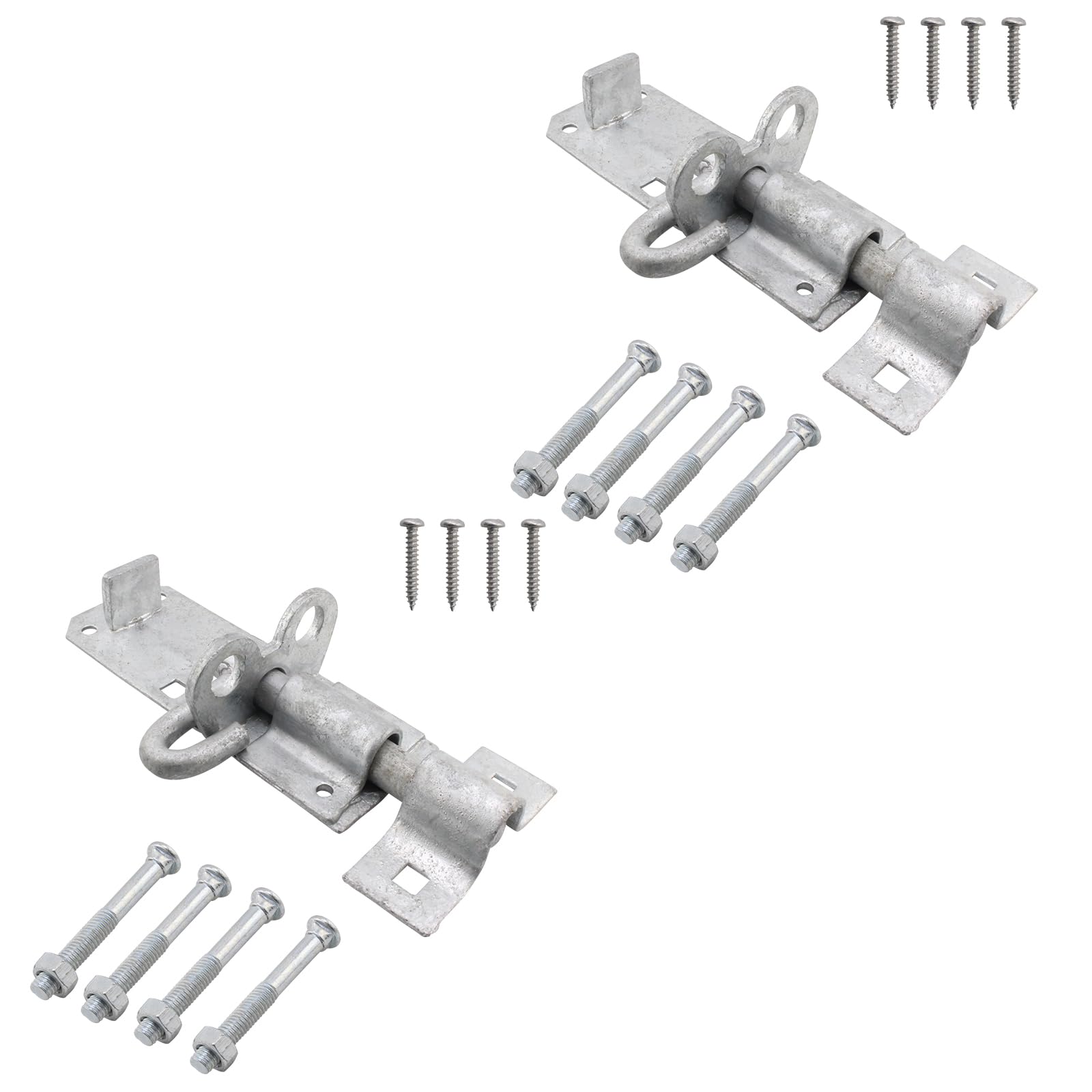 Eai Grey Lockable Sliding Bolt | Brenton Pad Bolt | 100Mm / 4 Inch | Hot Dipped Galvanised | Pack Of 2