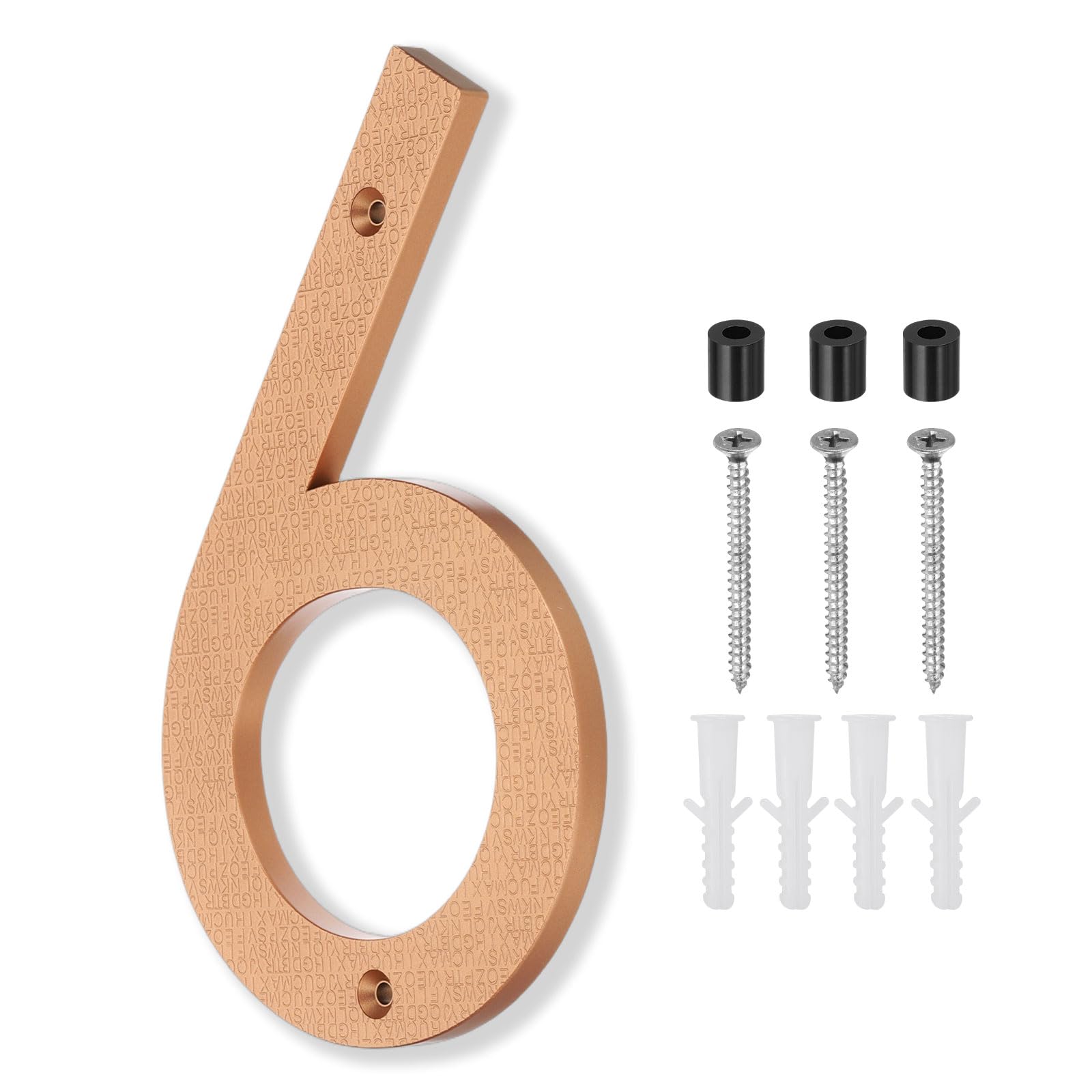 PATIKIL 10 Inch House Number, House Address Numbers Sign Large Floating Modern with Screws for Outside Door Wall Street Gold, 6