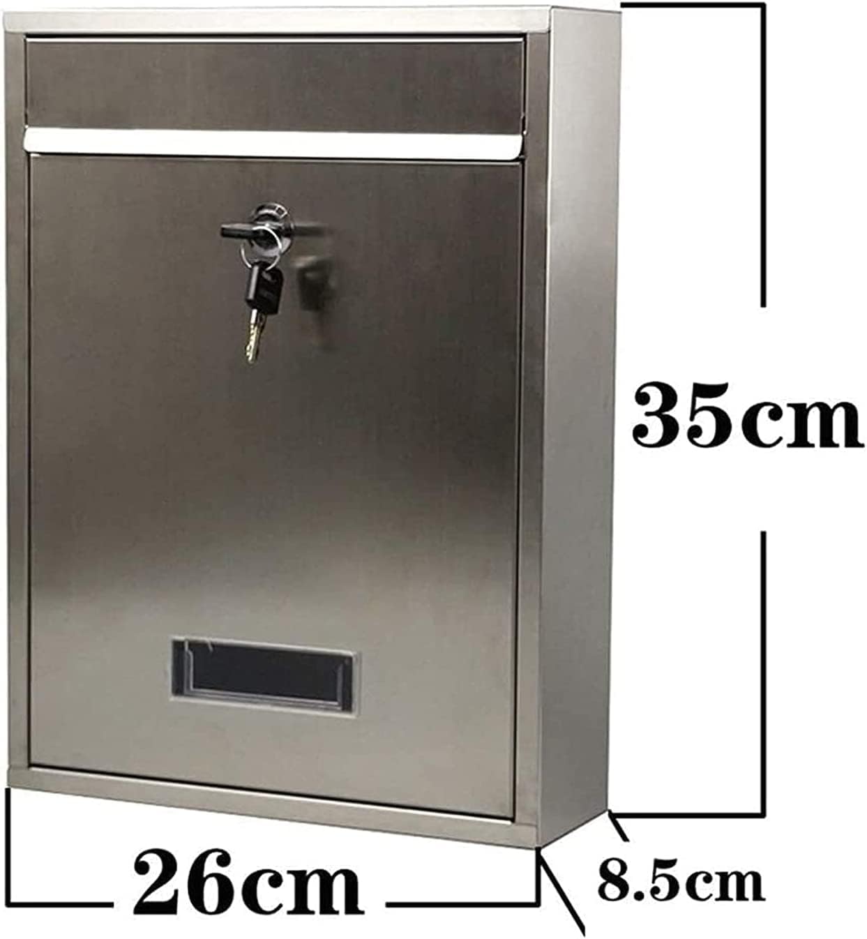 BABYCE Suggestion Box Donation and Ballot Box Wall Mount Mail Box Stainless Steel Mailbox Locking Vertical Mailbox Modern Postbox Silver Mailbox Mail Drop & Collection Boxes