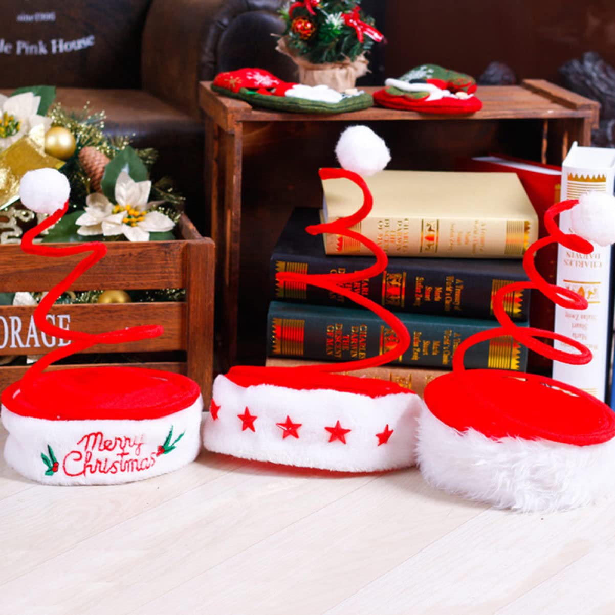 TOPBATHY 6 Piezas Gorro de Papá Noel Navideño de Primavera Divertido para Fiestas Gorro de Fiesta de Primavera Estilo Aleatorio