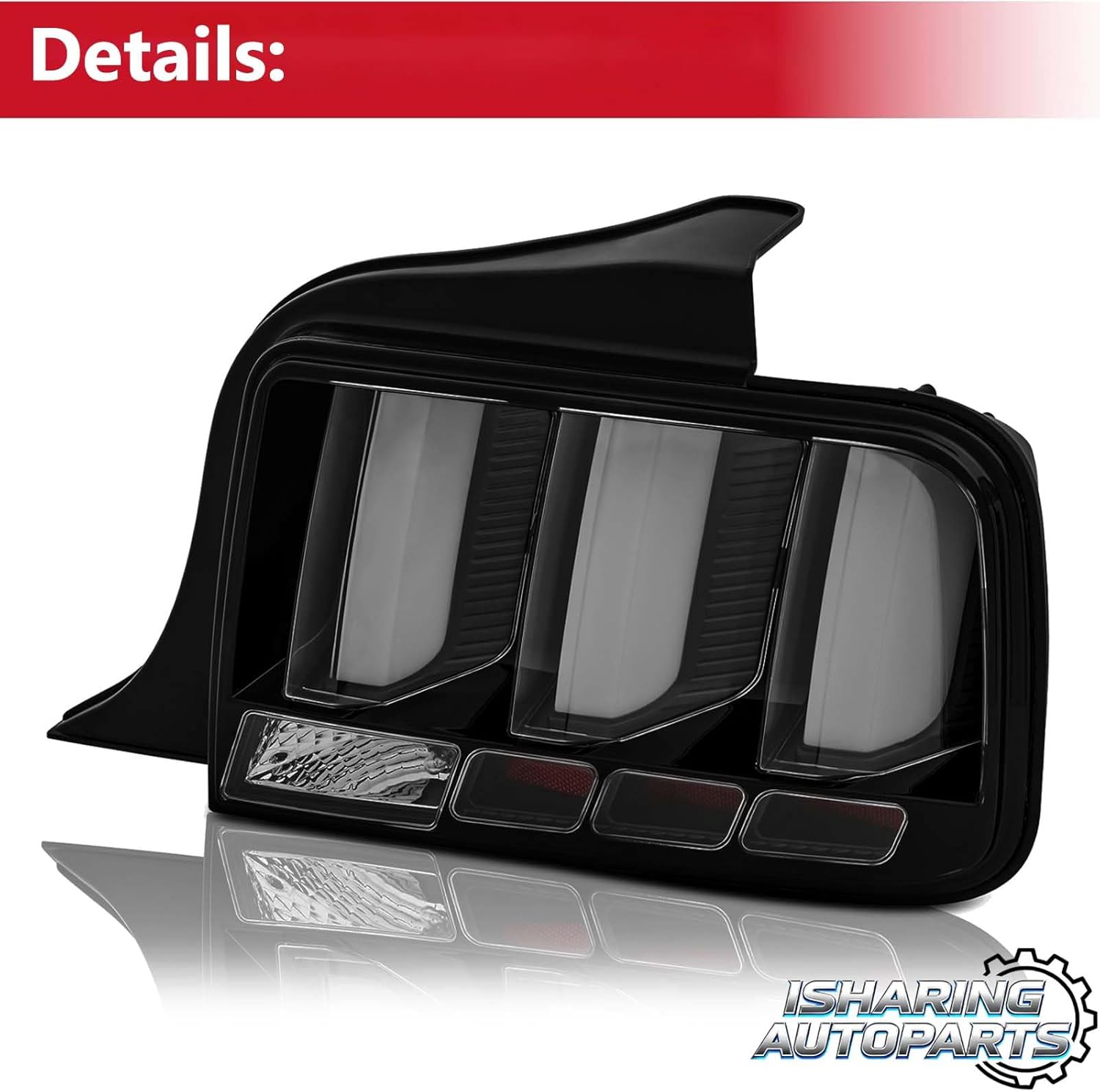 Smoked Lens LED Tail Lights Assembly Compatible with Ford Mustang 2005 2006 2007 2008 2009 W/O Sequential Signal Replacement Rear Lamp