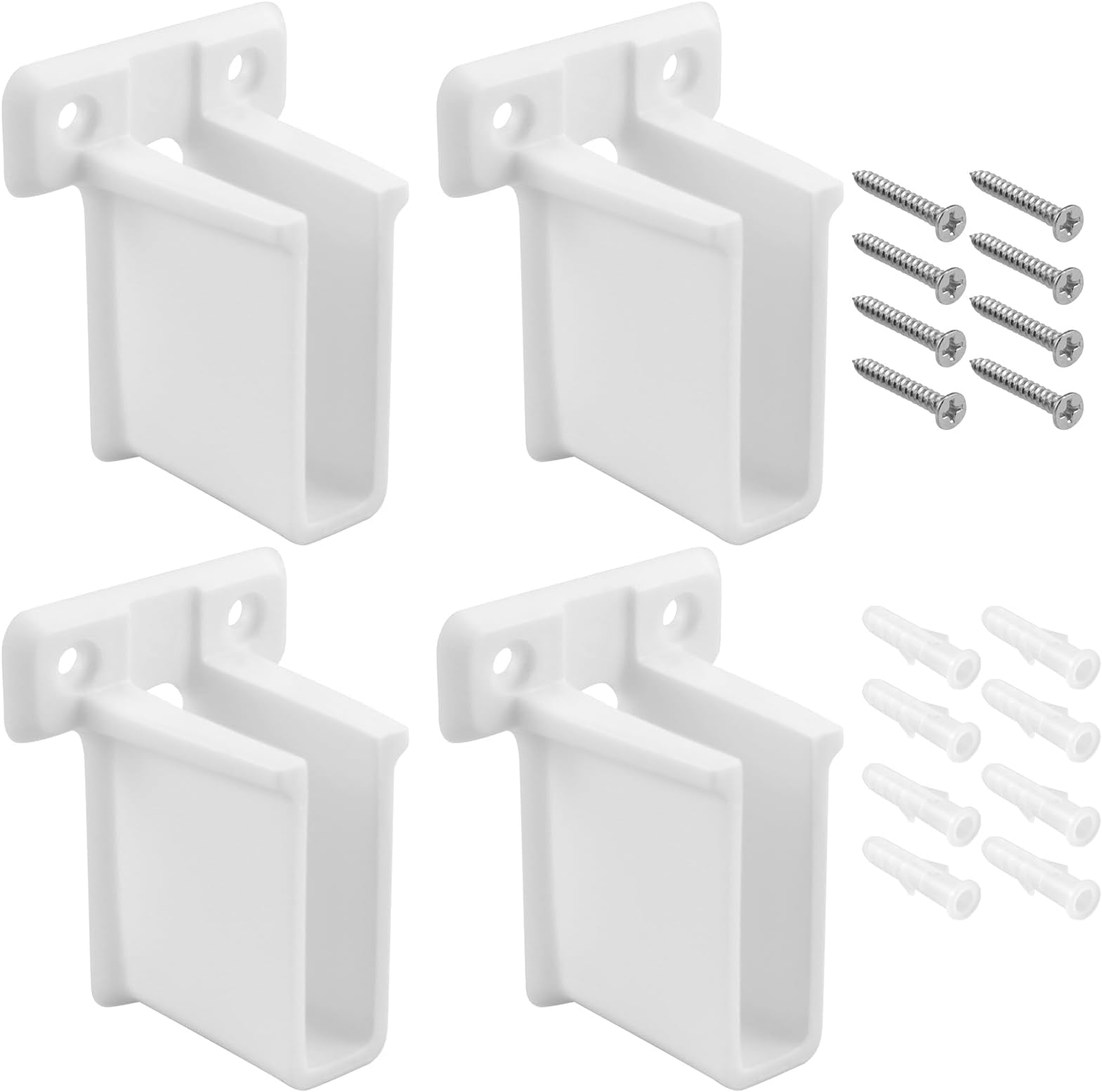 4 Pcs Wire Shelf End Bracket, White Plastic Wall Mount Closet Shelves Brackets for Shelves Closet, Comes with Fasteners