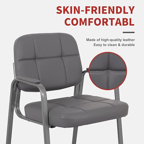 Miniatura 6 de CLATINA Silla de recepción clásica con reposabrazos acolchados y base de trineo, silla ergonómica para invitados para oficina, conferencias, sala de