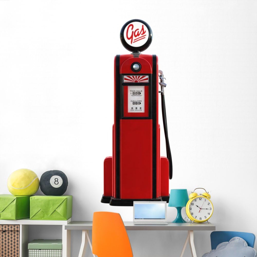 Wallmonkeys WM288106 1950s Gas Pump Peel and Stick Wall Decals, 72" H x 32" W-Colossal