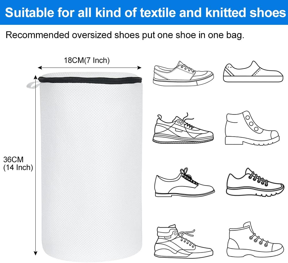 Vivifying Shoe Washing Bag, 2Pack Mesh Shoe Laundry Bag with Zipper for Washing Machine, Running Shoes, Sneakers, Sock and Bras