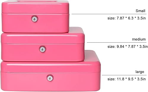 Vista 47 de Caja de dinero pequeña con bandeja de dinero y cerradura, caja de dinero de metal para efectivo, caja de seguridad 7.87 x 6.3 x 3.54 pulgadas