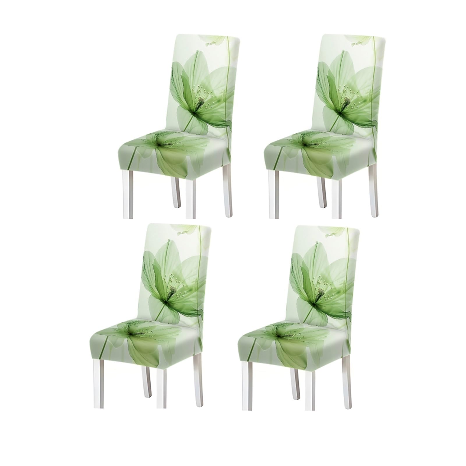 FZJKGH Sage Green Floral Dining Chair Covers Set Of 2/4/6, Stretch Washable High Back Chair Slipcovers, Modern Botanical Home Decor Removable Stretch Slipcovers for Dining Chairs(4PCSChair cover)
