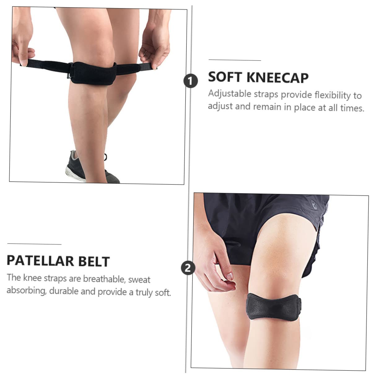 Ipetboom 1Pair Patella Knee Straps Sports Support for Men Women Breathable Neoprene Material for Running Hiking and Joint Protection Black