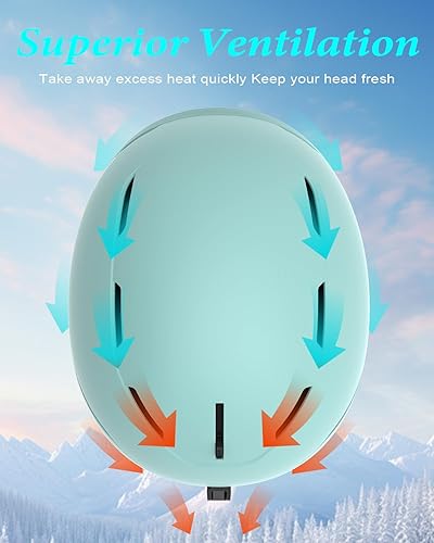 Miniatura 10 de RIOROO Casco de esquí, casco de snowboard para hombres y mujeres, casco deportivo de nieve a prueba de golpes y ligero casco de esquí